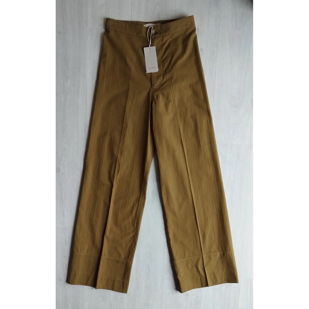 Khaki Size 36 Vanessa Bruno Straight Leg Cotton Trousers Never Worn (no tag)